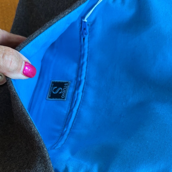 NWT Shiraleah Grey Wool Felt Clutch-Green & Blue Floral Applique,  Blue Lining - Picture 4 of 10